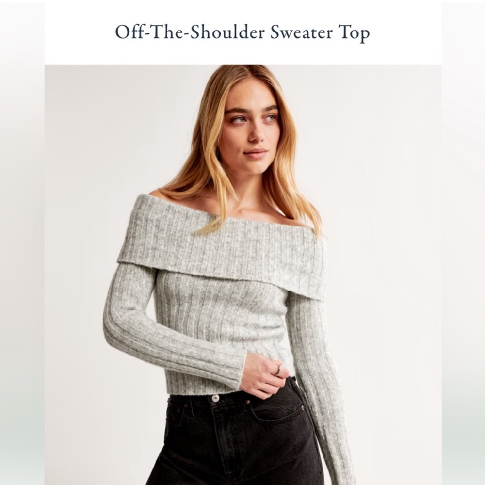 Abercrombie & Fitch Gray Off-Shoulder Sweater